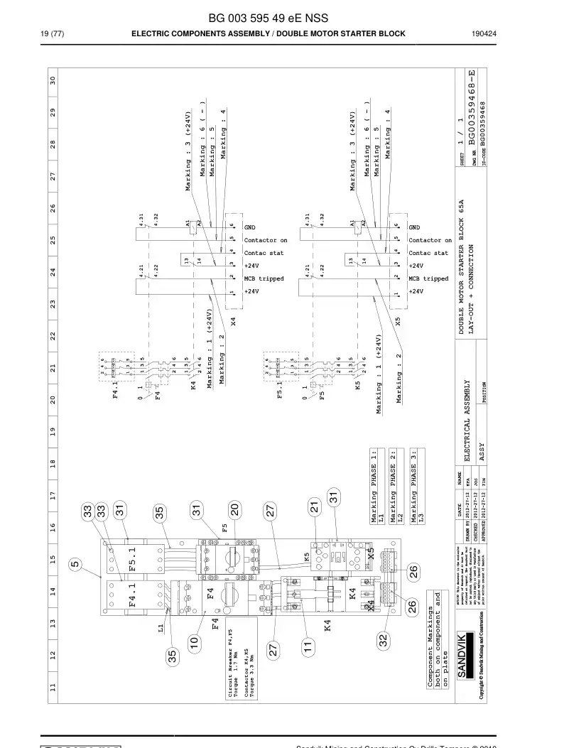 BG00359549d BG 003 595 49d Electric Components Assembly - Sandvik Technical Drawing