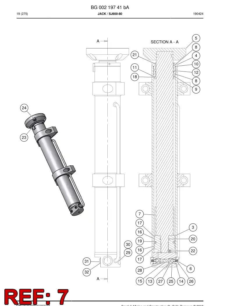BG00359605a BG 003 596 05a Bushing, Cylinder - Sandvik Technical Drawing