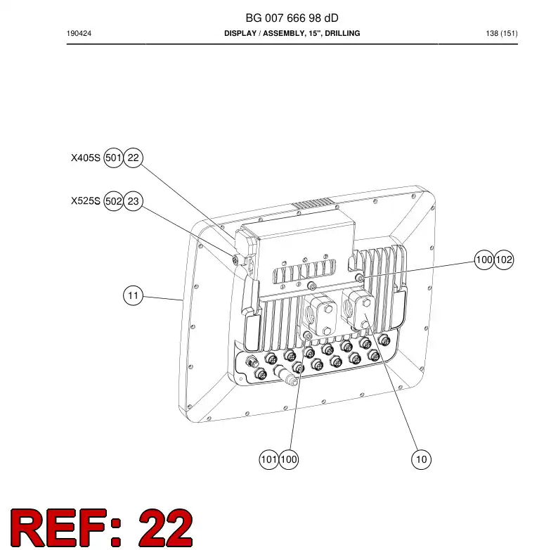 BG00359674a BG 003 596 74a Connector, Frame - Sandvik Technical Drawing
