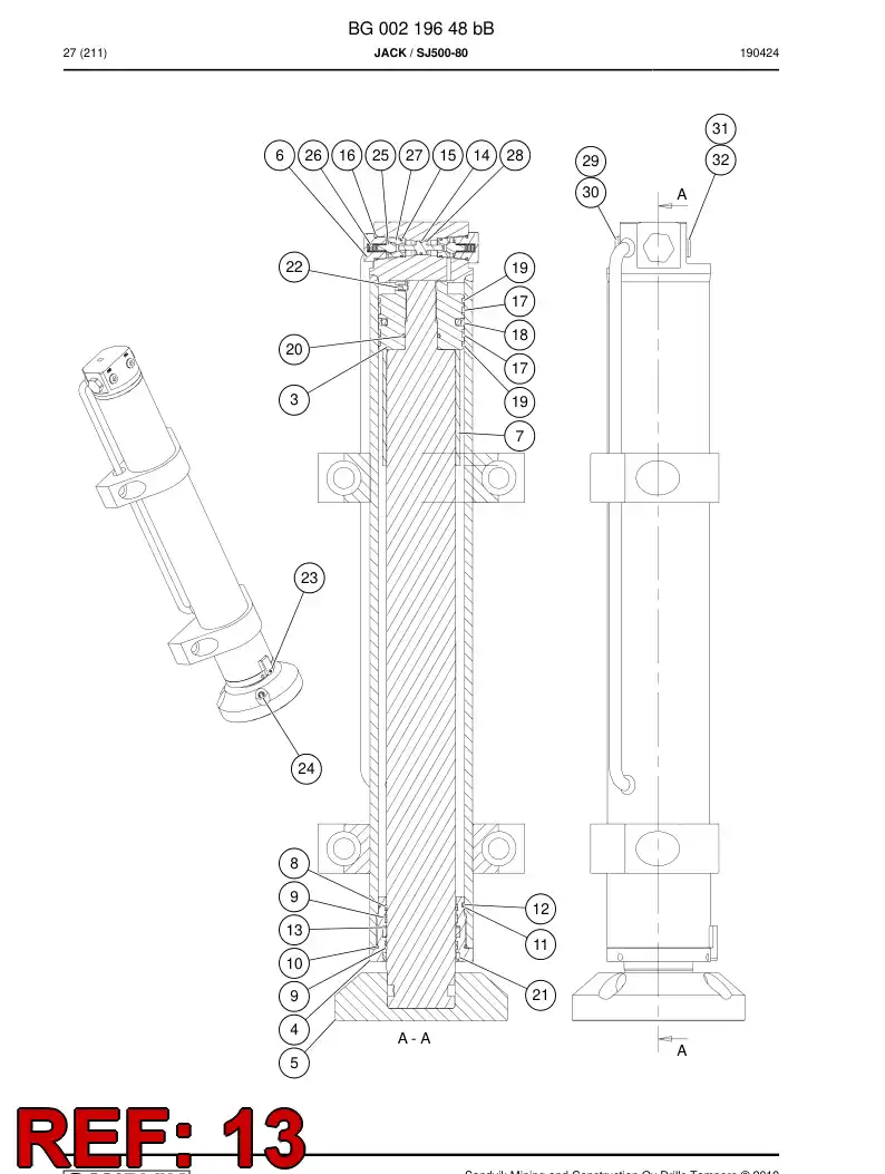 BG00359712a BG 003 597 12a Seal, Rod - Sandvik Technical Drawing