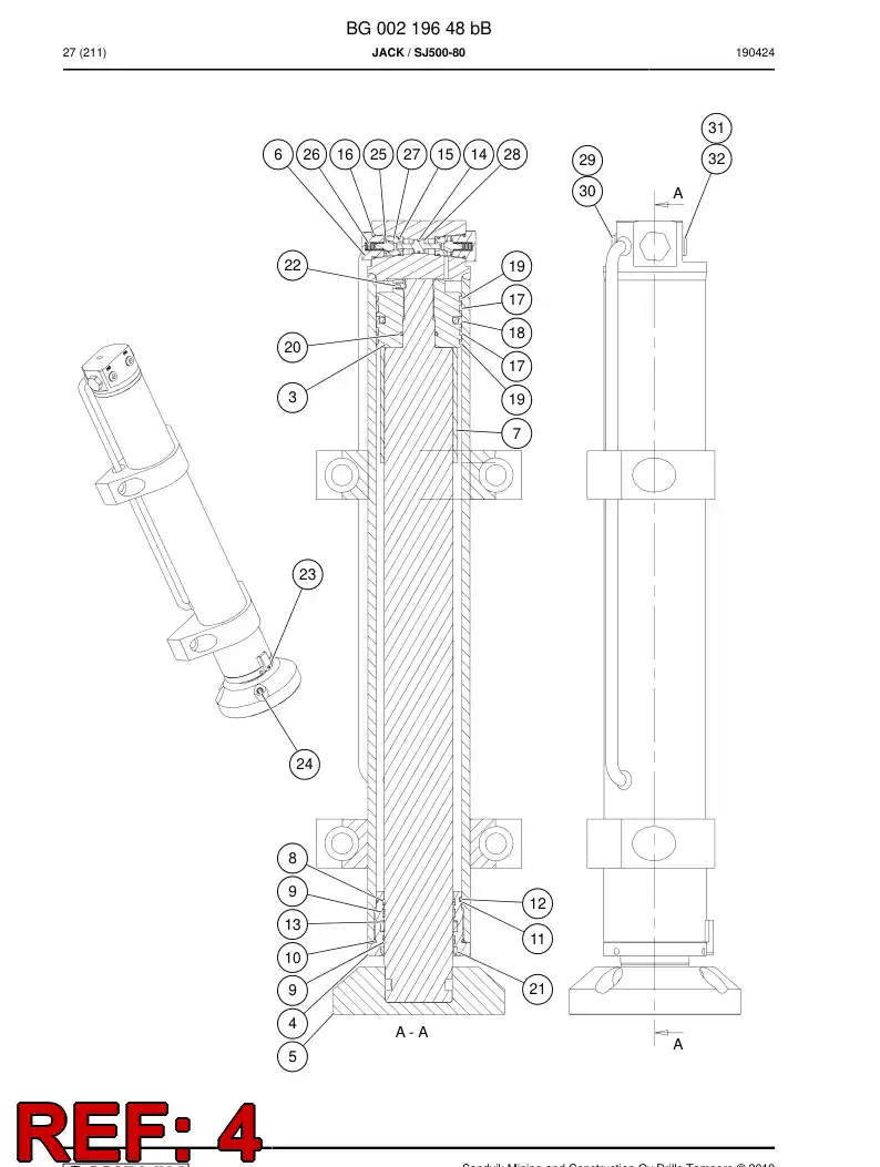 BG00359868a BG 003 598 68a Guide, Rod - Sandvik Technical Drawing