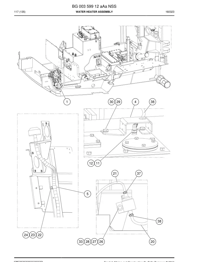 BG00359912a BG 003 599 12a Water Heater Assembly - Sandvik Technical Drawing