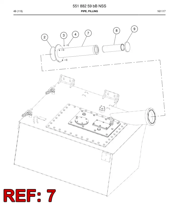 BG00359921b BG 003 599 21b Pipe, Filling - Sandvik Technical Drawing