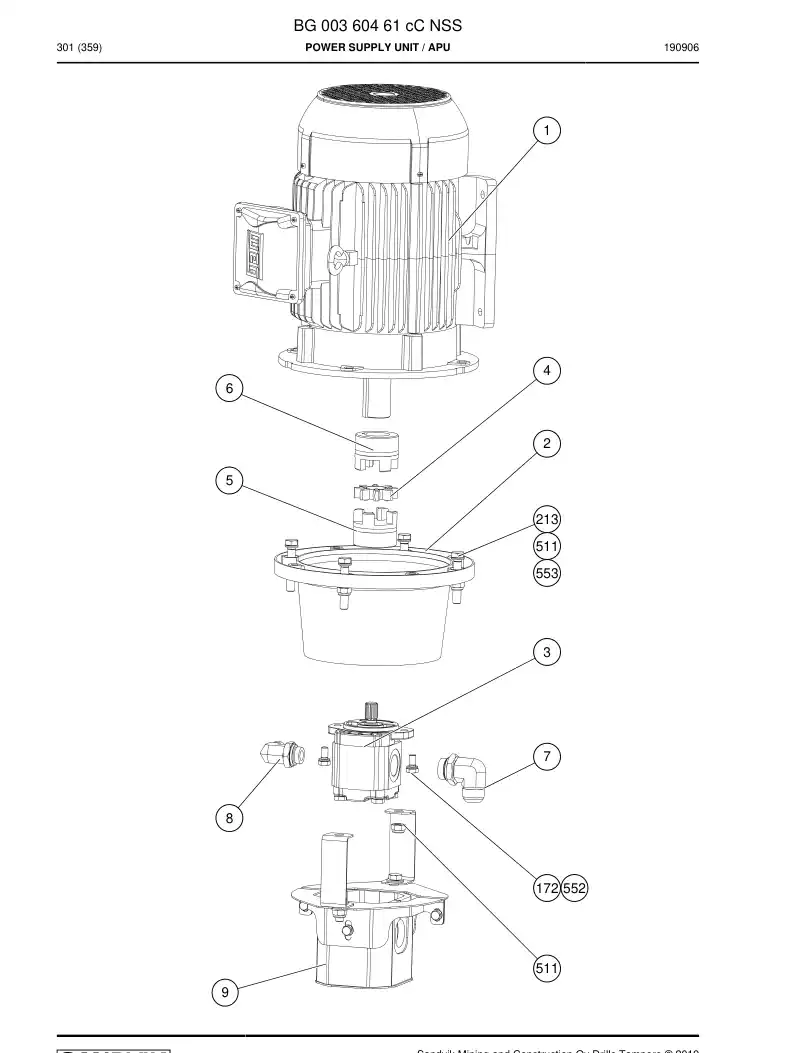 BG00360461c BG 003 604 61c Power Supply Unit - Sandvik Technical Drawing