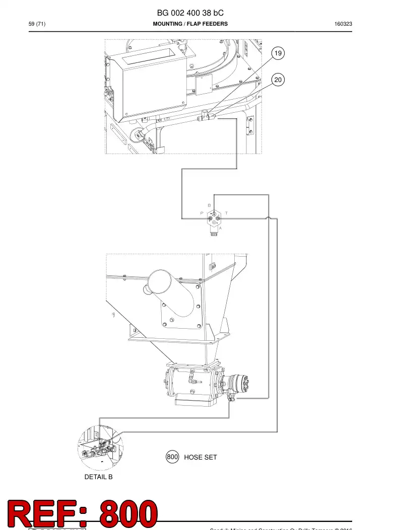 BG00360471b BG 003 604 71b Hose Set - Sandvik Technical Drawing