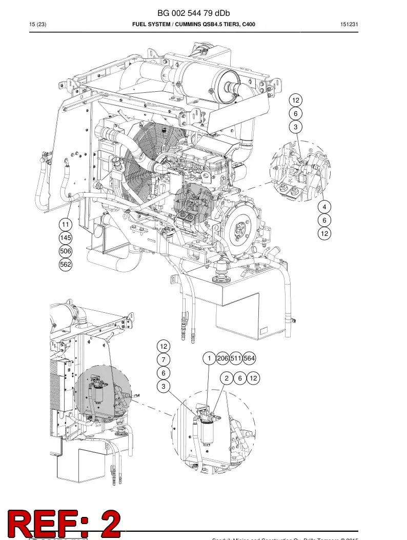 BG00360619a BG 003 606 19a Hose Assembly, Fuel - Sandvik Technical Drawing