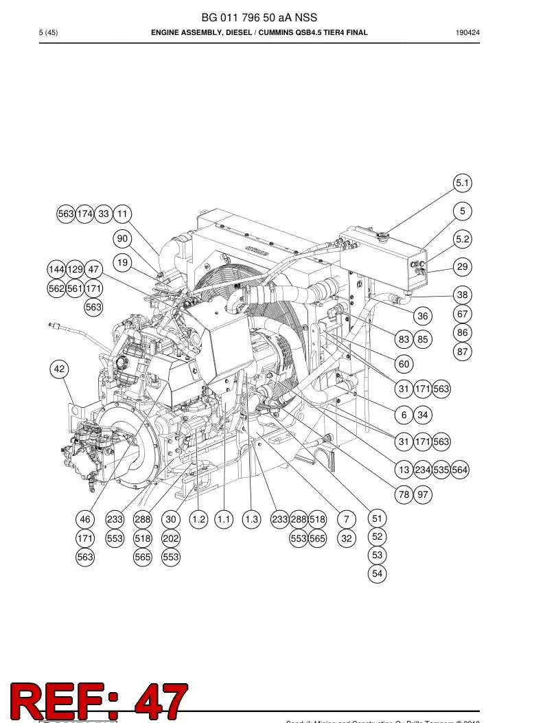 BG00360745b BG 003 607 45b Cover assembly - Sandvik Technical Drawing