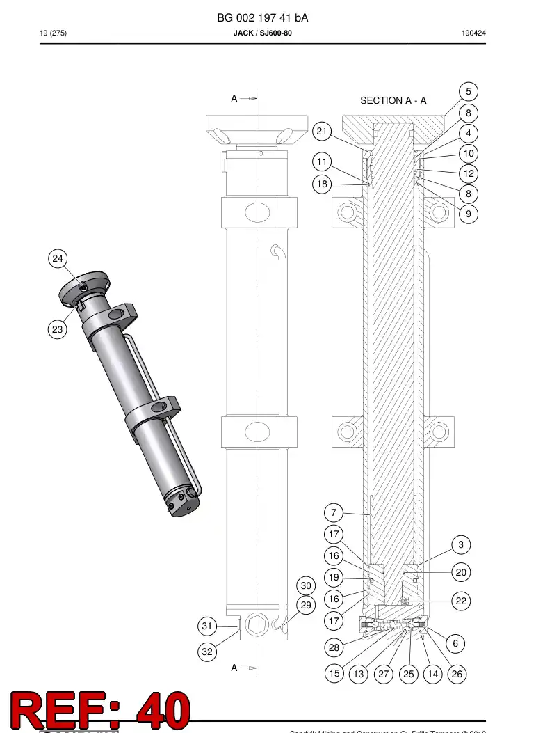 BG00360855a BG 003 608 55a Seal Kit - Sandvik Technical Drawing