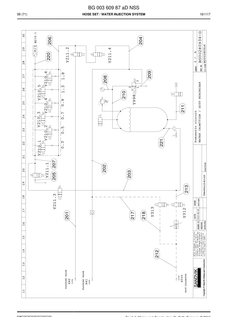 BG00360987a BG 003 609 87a Hose Set - Sandvik Technical Drawing