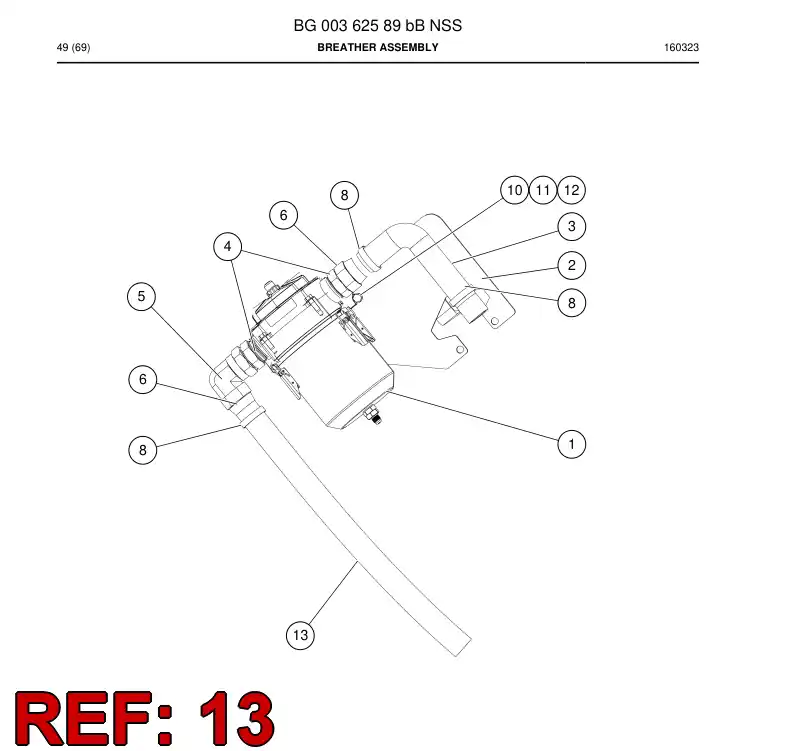 BG00360996a BG 003 609 96a Hose, Fuel - Sandvik Technical Drawing