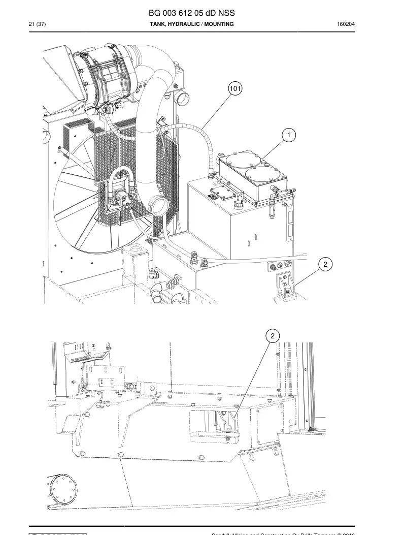 BG00361205d BG 003 612 05d Tank, Hydraulic - Sandvik Technical Drawing