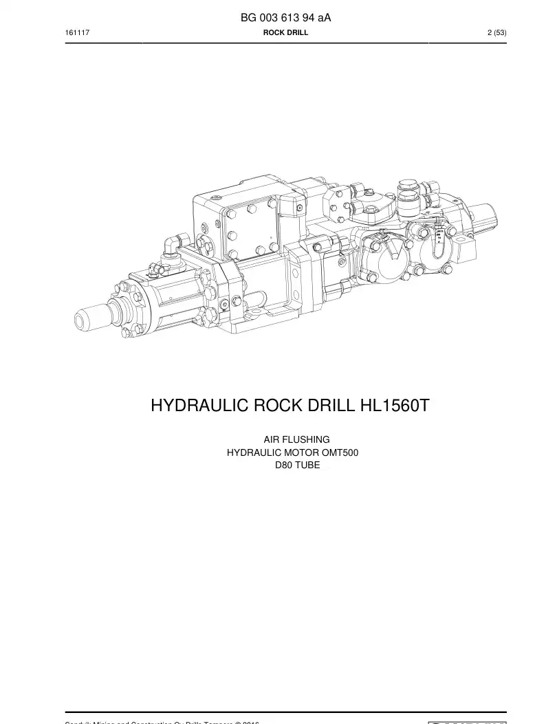 BG00361394a BG 003 613 94a Rock Drill - Sandvik Technical Drawing