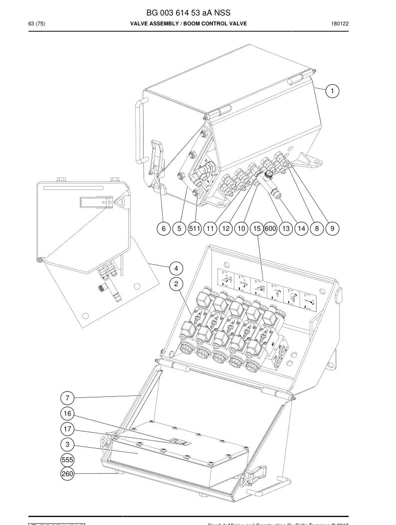 BG00361453a BG 003 614 53a Valve Assembly - Sandvik Technical Drawing