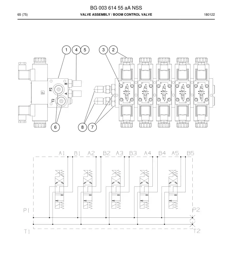 BG00361455a BG 003 614 55a Valve Assembly - Sandvik Technical Drawing