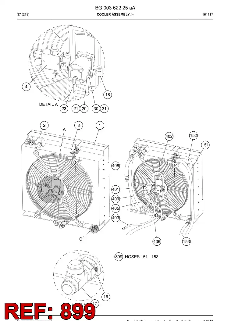 BG00362226a BG 003 622 26a Hose Set - Sandvik Technical Drawing