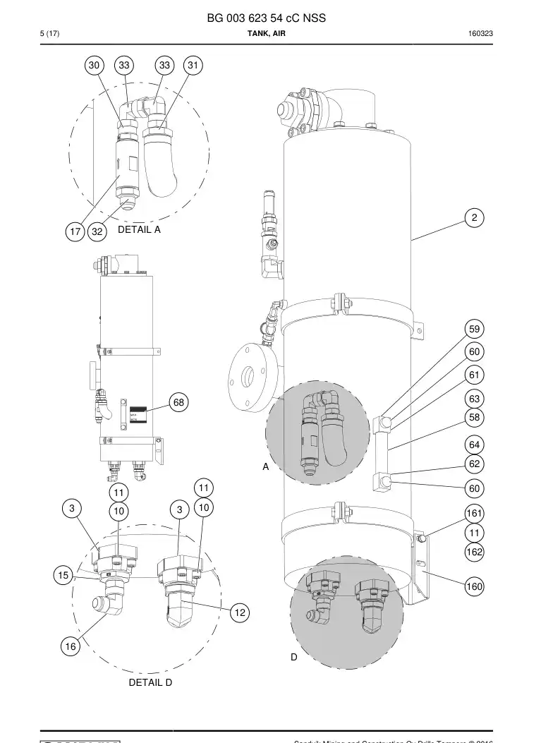 BG00362354c BG 003 623 54c Tank, Air - Sandvik Technical Drawing