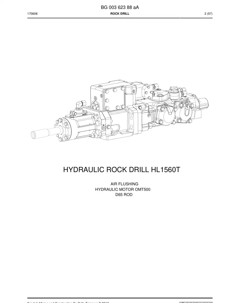 BG00362388a BG 003 623 88a Rock Drill - Sandvik Technical Drawing