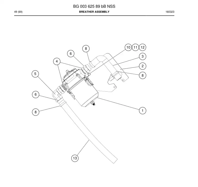 BG00362589b BG 003 625 89b Breather Assembly - Sandvik Technical Drawing