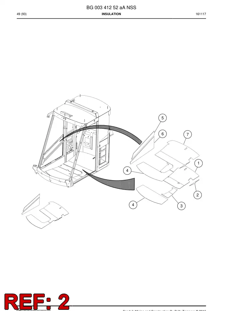 BG00365591a BG 003 655 91a Plate, Insulator, Sound - Sandvik Technical Drawing