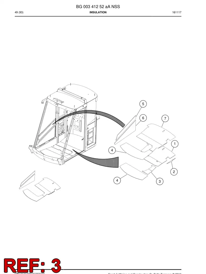BG00365592a BG 003 655 92a Plate, Insulator, Sound - Sandvik Technical Drawing