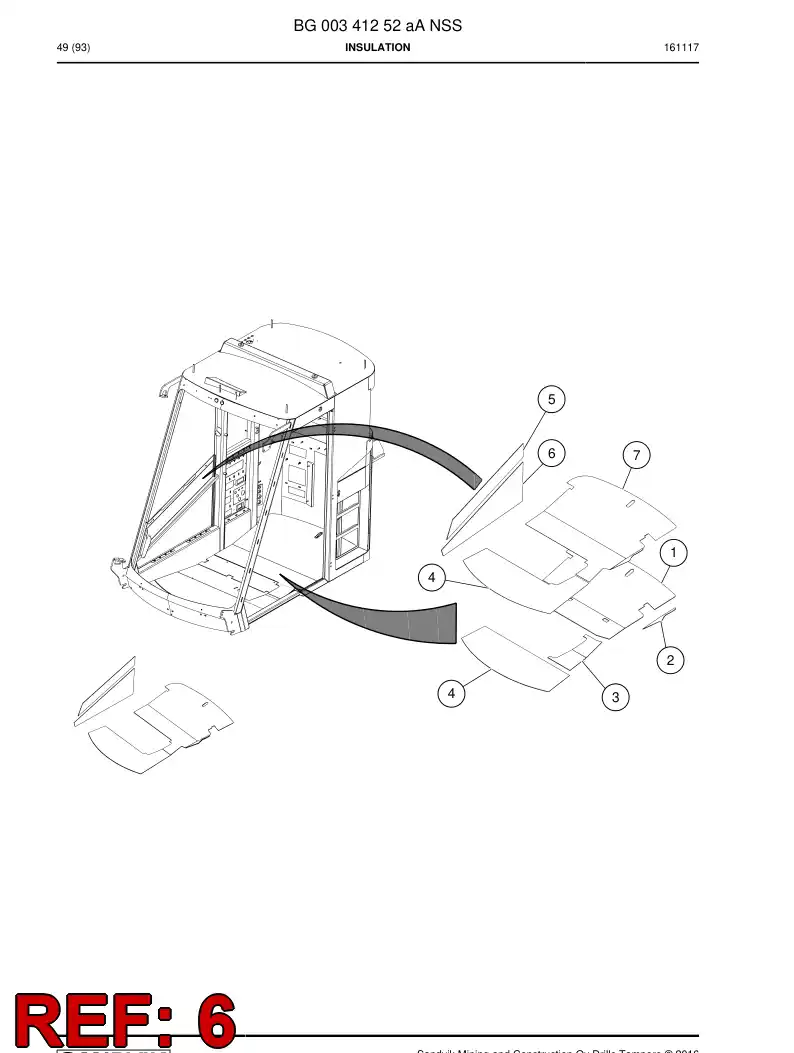 BG00365596a BG 003 655 96a Plate, Insulator, Sound - Sandvik Technical Drawing