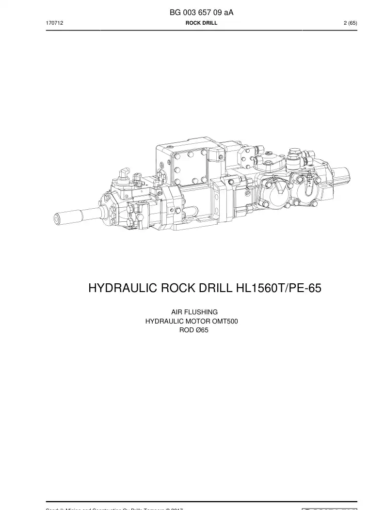 BG00365709a BG 003 657 09a Rock Drill - Sandvik Technical Drawing