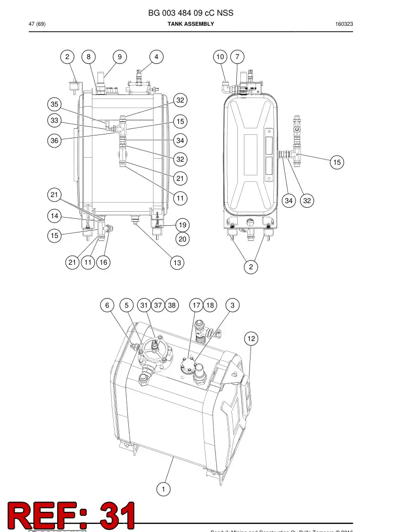 BG00366591a BG 003 665 91a Filter, Return - Sandvik Technical Drawing