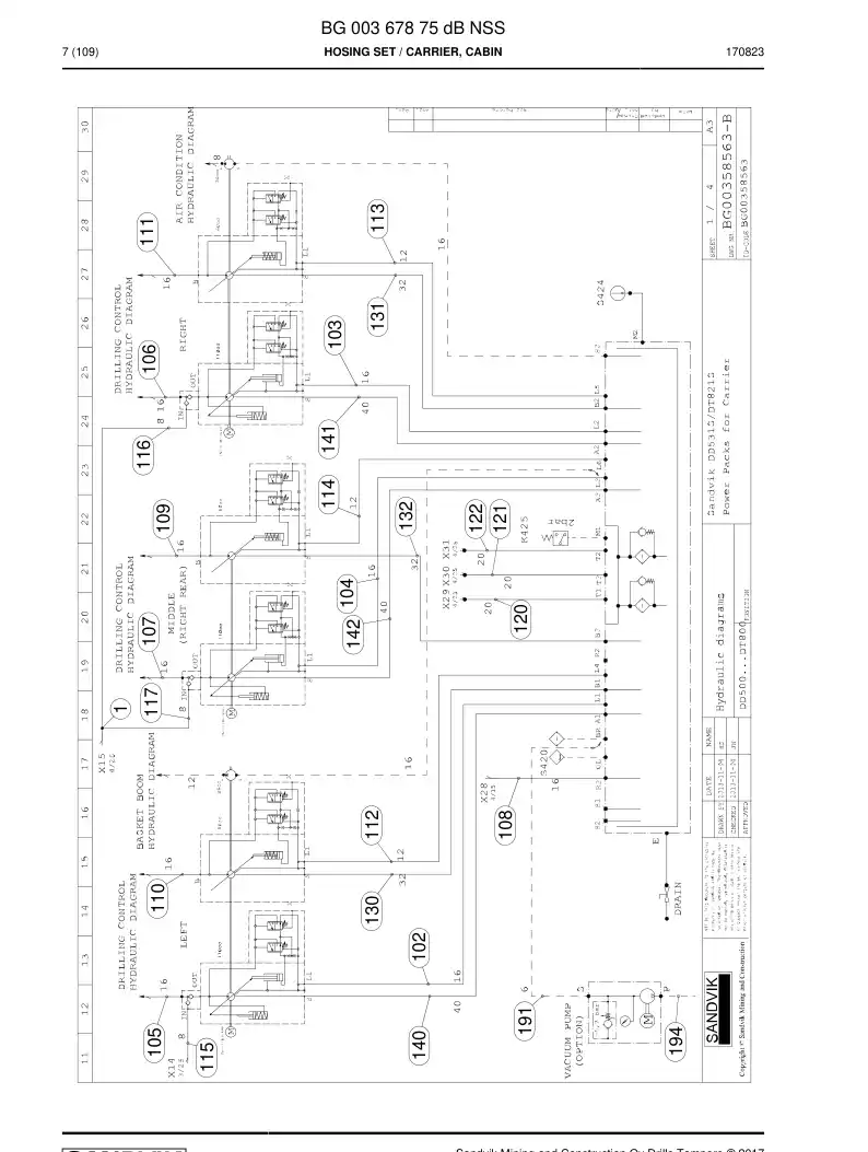 BG00367875d BG 003 678 75d Hosing Set - Sandvik Technical Drawing