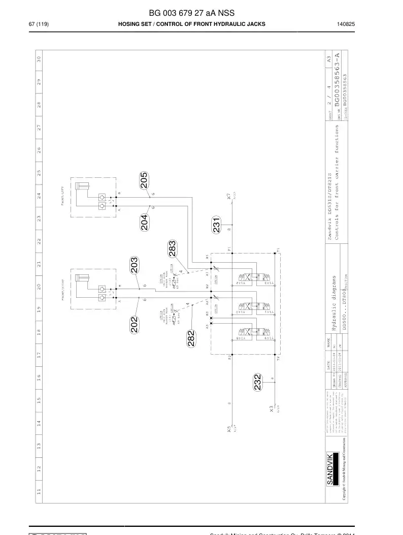 BG00367927a BG 003 679 27a Hosing Set - Sandvik Technical Drawing