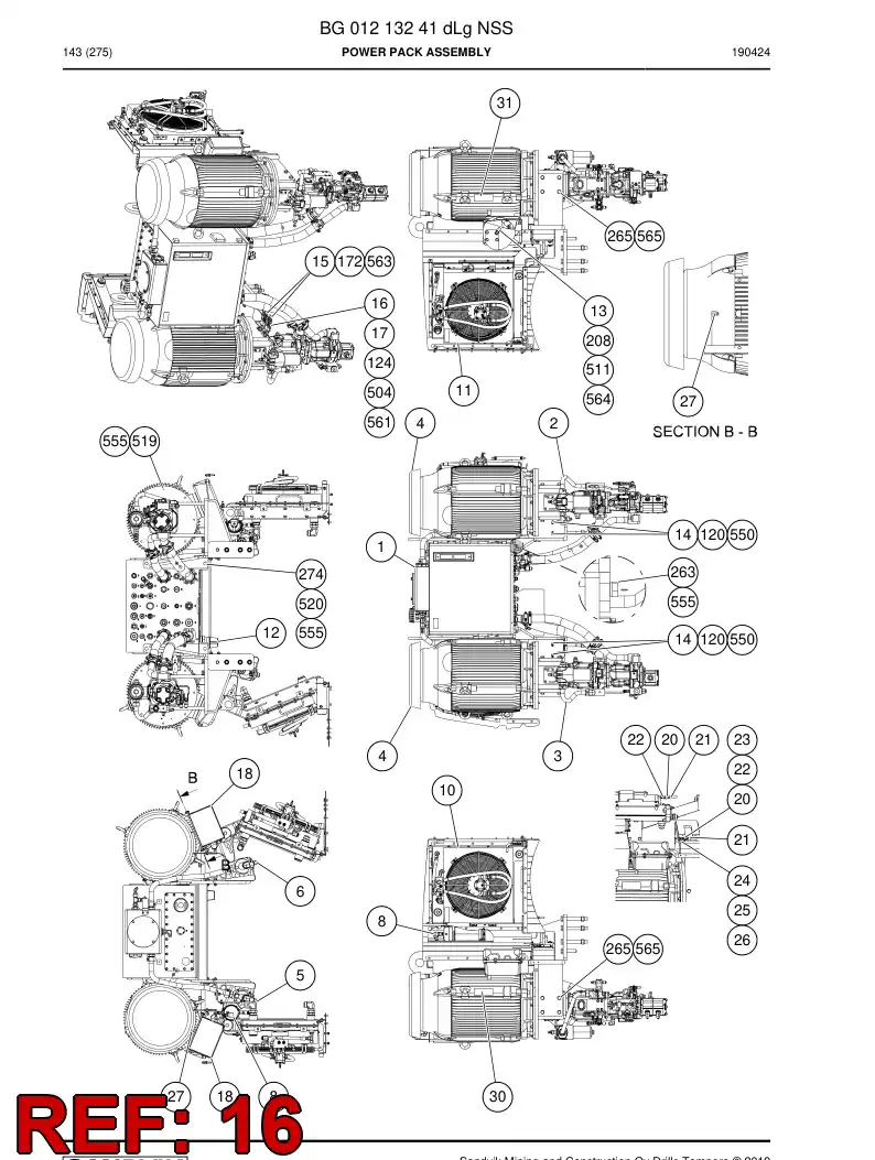 BG00368259a BG 003 682 59a Rack, Cable - Sandvik Technical Drawing