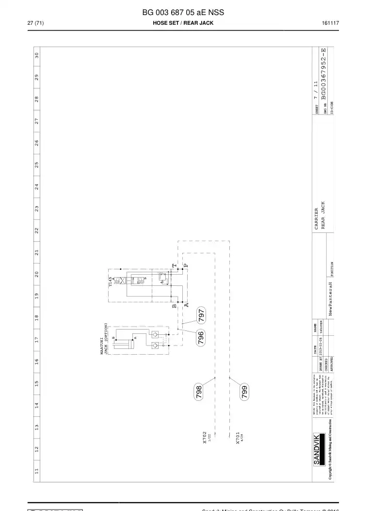 BG00368705a BG 003 687 05a Hose Set - Sandvik Technical Drawing