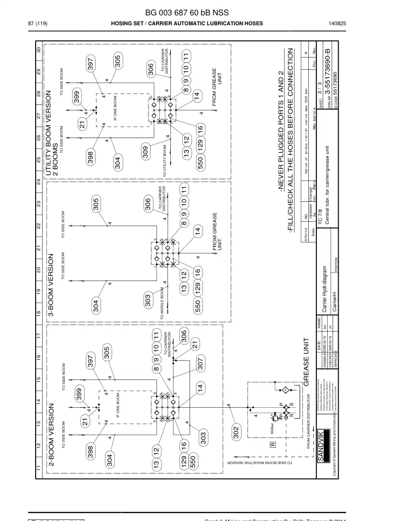 BG00368760b BG 003 687 60b Hosing Set - Sandvik Technical Drawing