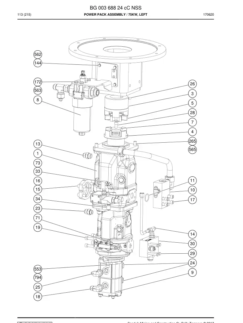 BG00368824c BG 003 688 24c Power Pack Assembly - Sandvik Technical Drawing