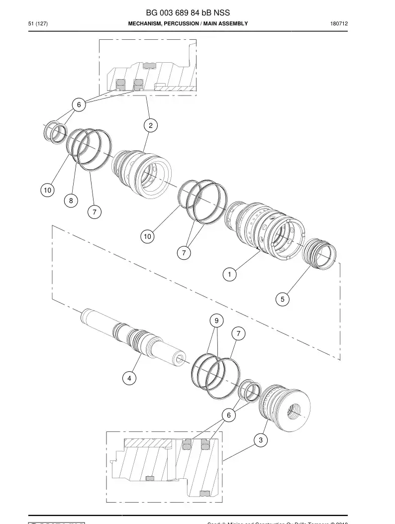 BG00368984b BG 003 689 84b Mechanism, Percussion - Sandvik Technical Drawing