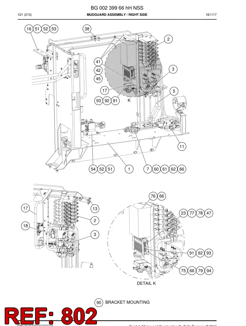BG00369134b BG 003 691 34b Hose Set - Sandvik Technical Drawing