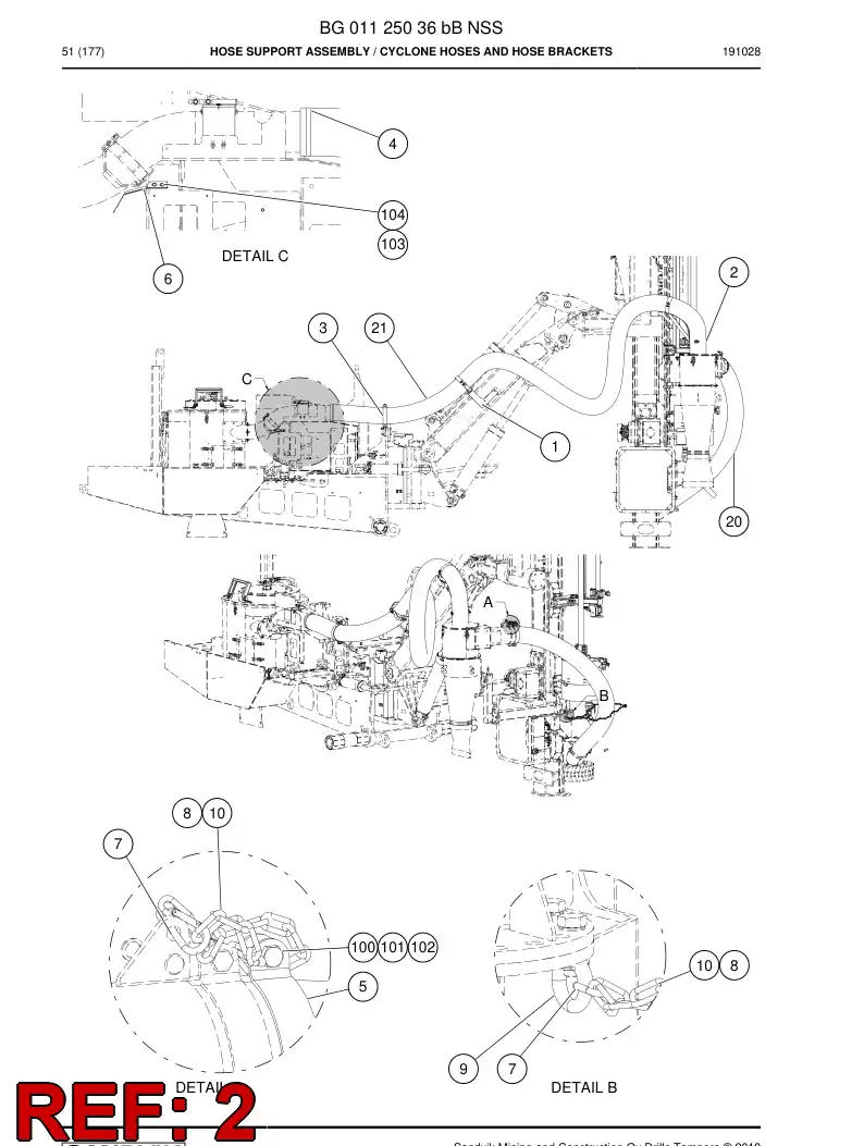 BG00369293a BG 003 692 93a Hose Support Assembly - Sandvik Technical Drawing