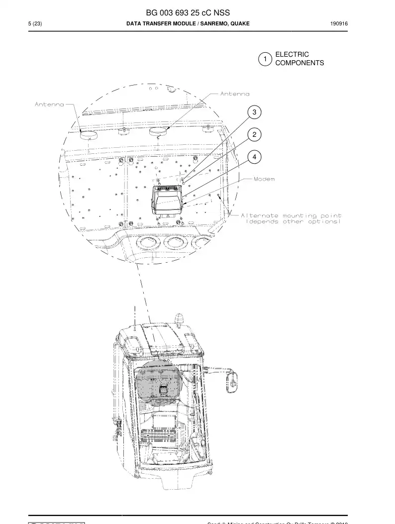 BG00369325c BG 003 693 25c Data Transfer Module - Sandvik Technical Drawing