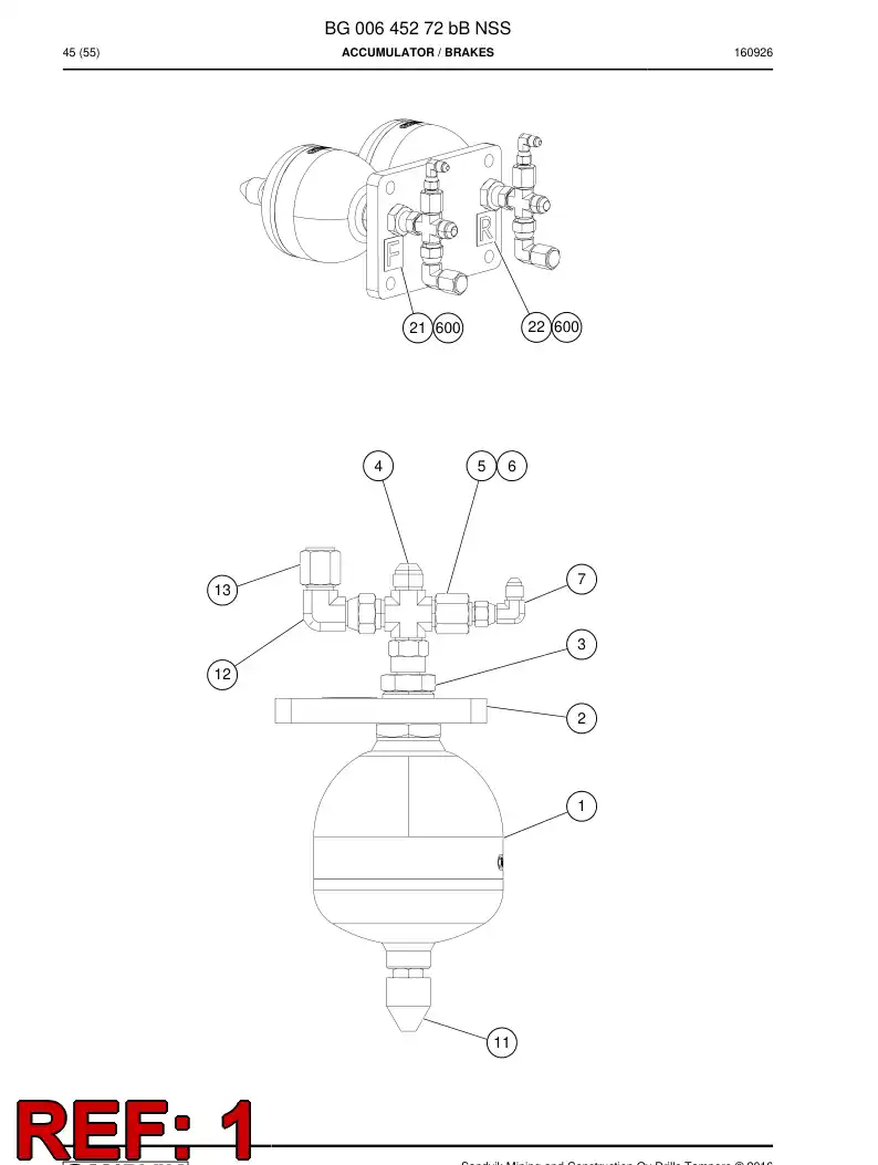 BG00369454b BG 003 694 54b Accumulator, Diaphragm - Sandvik Technical Drawing