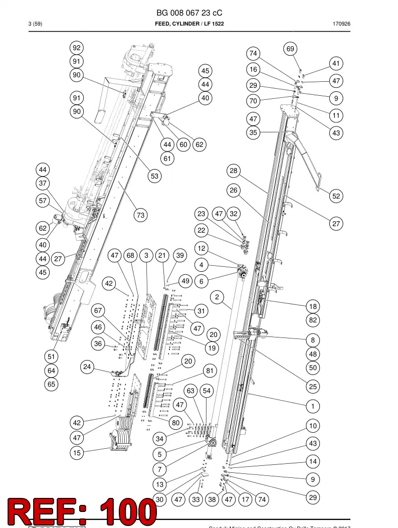 BG00369464d BG 003 694 64d Hosing Set - Sandvik Technical Drawing