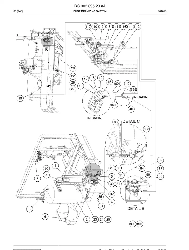 BG00369523a BG 003 695 23a Dust Minimizing System - Sandvik Technical Drawing