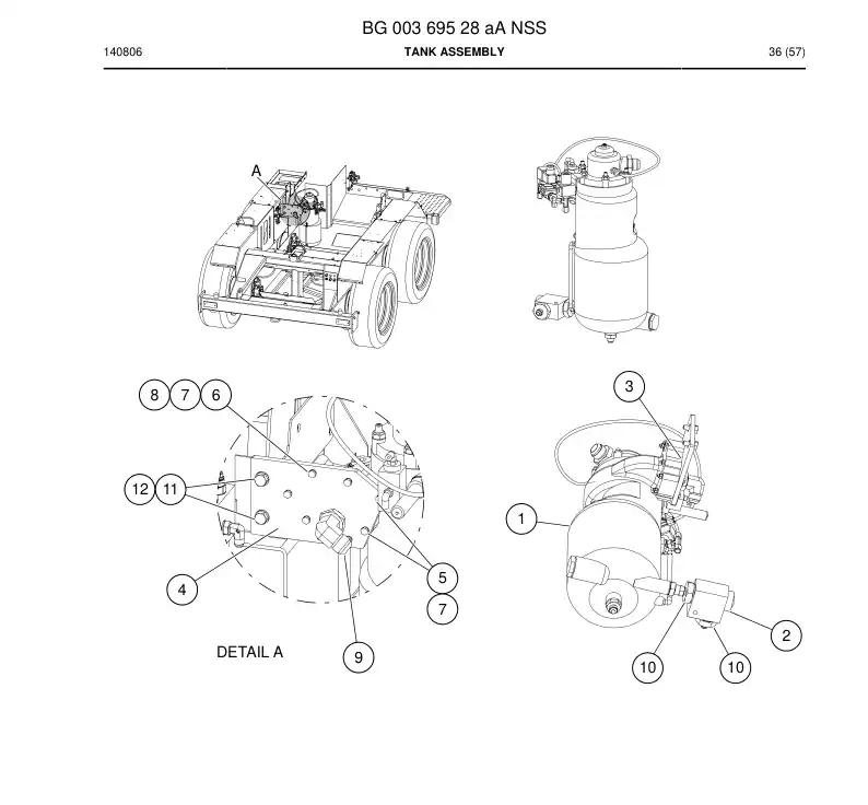 BG00369528b BG 003 695 28b Tank Assembly - Sandvik Technical Drawing