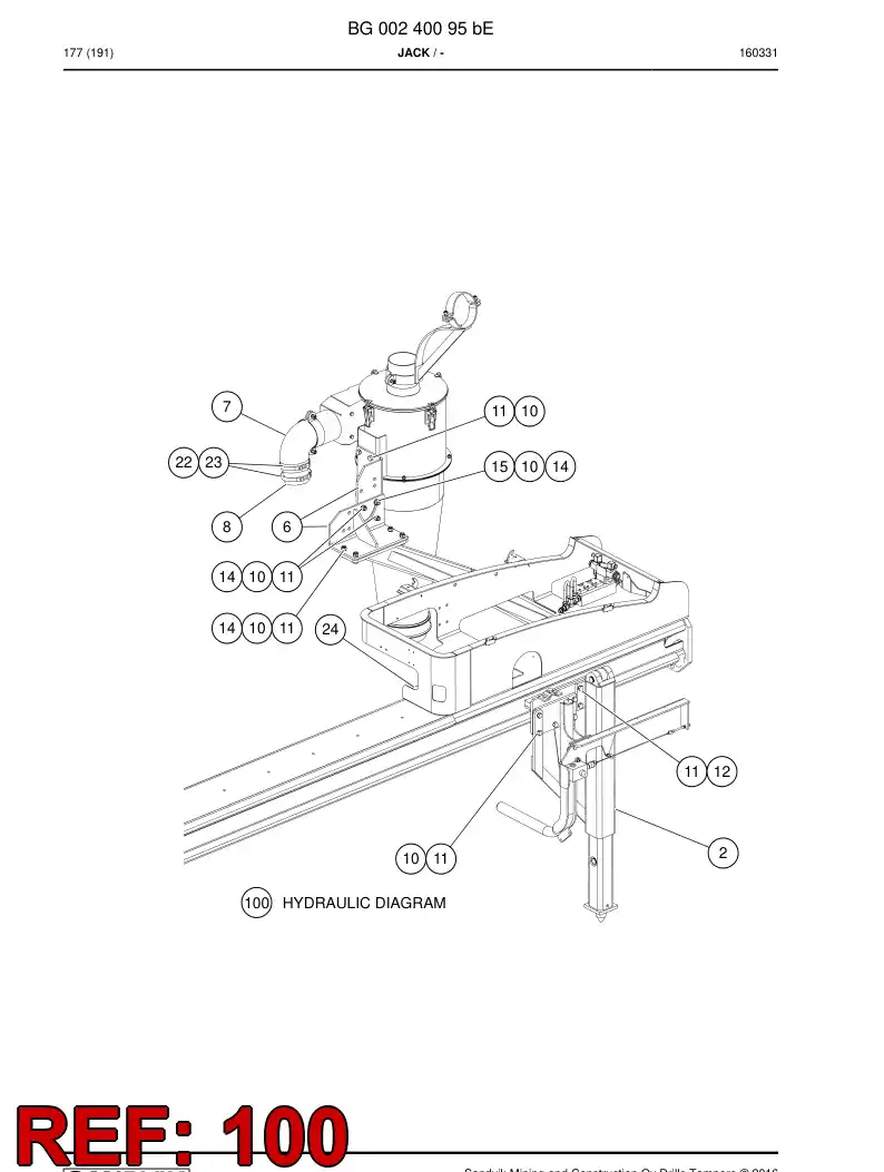 BG00369975a BG 003 699 75a Hose Set - Sandvik Technical Drawing