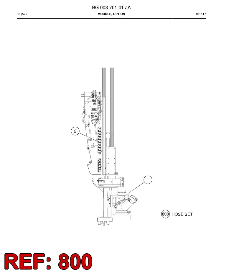 BG00370465a BG 003 704 65a Hose Set - Sandvik Technical Drawing