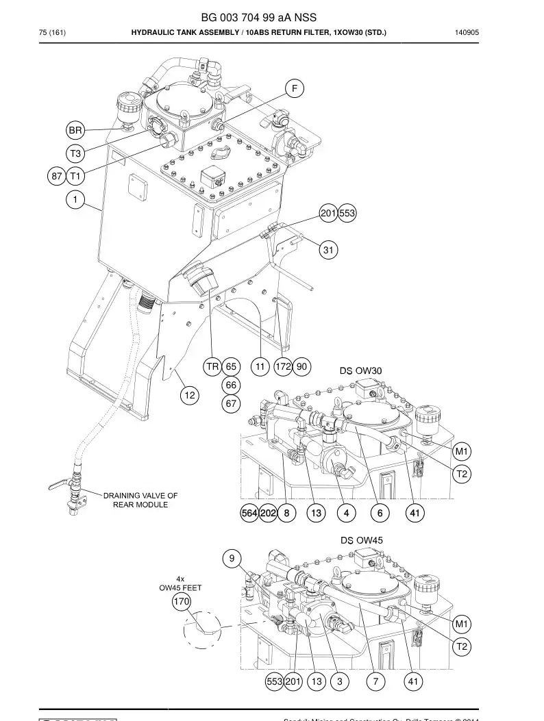 BG00370499a BG 003 704 99a Hydraulic Tank Assembly - Sandvik Technical Drawing
