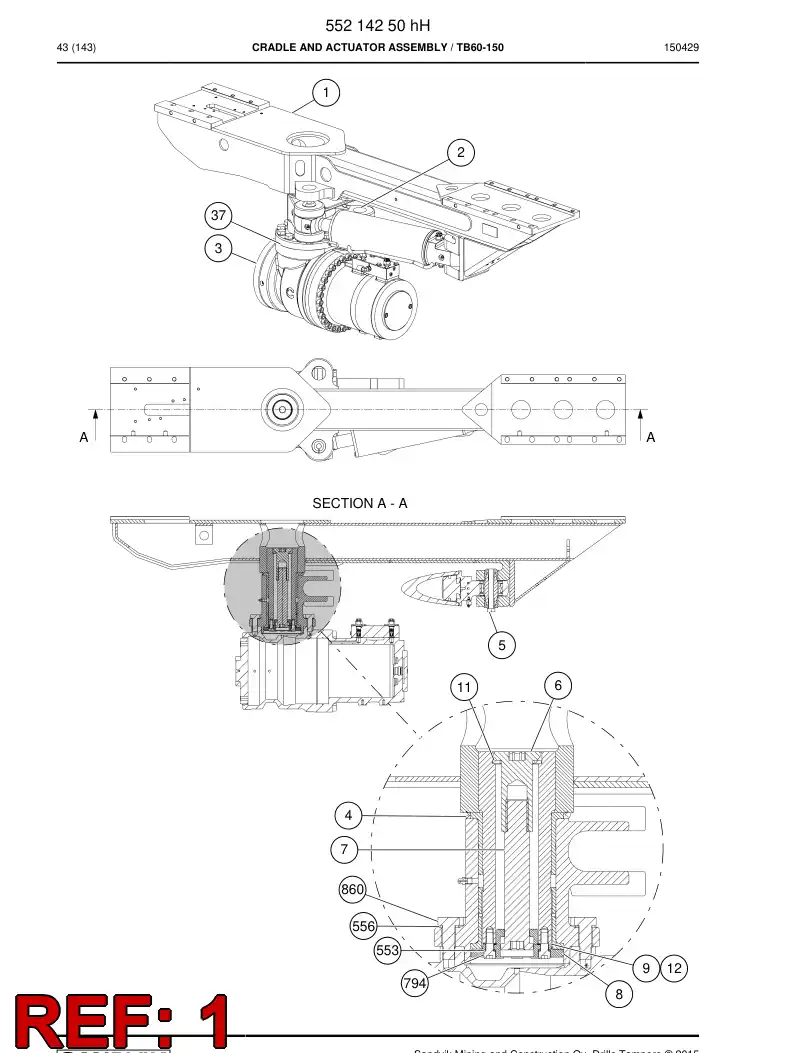 BG00370652b BG 003 706 52b Cradle Assembly - Sandvik Technical Drawing