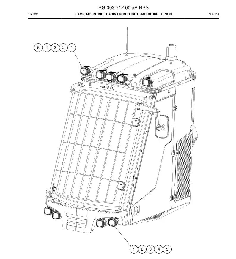 BG00371200a BG 003 712 00a Lamp, Mounting - Sandvik Technical Drawing