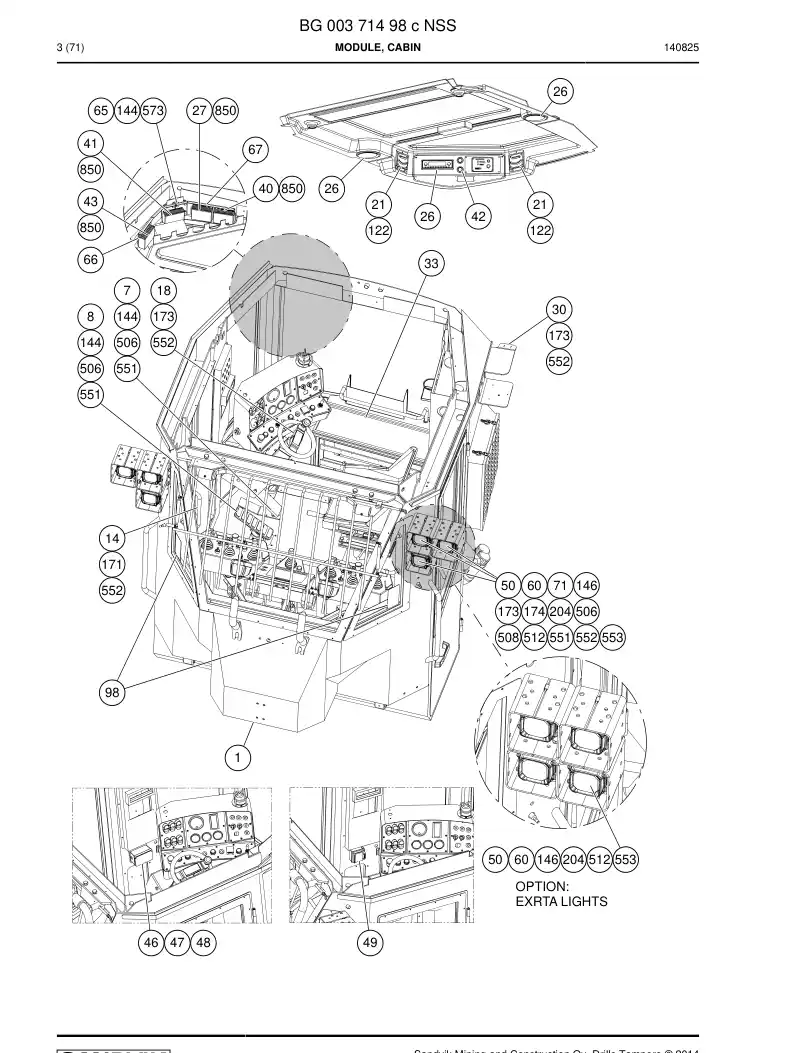 BG00371498c BG 003 714 98c Module, Cabin - Sandvik Technical Drawing