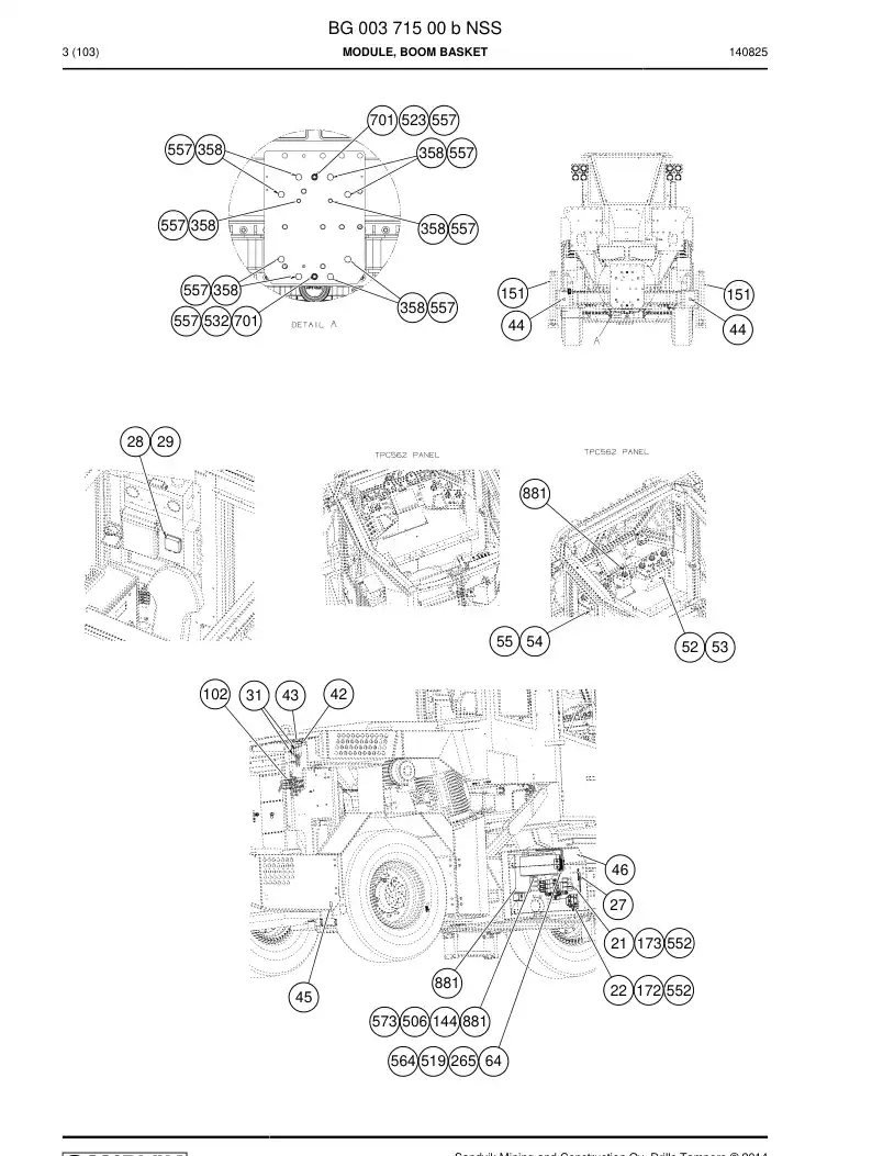 BG00371500b BG 003 715 00b Module, Boom Basket - Sandvik Technical Drawing