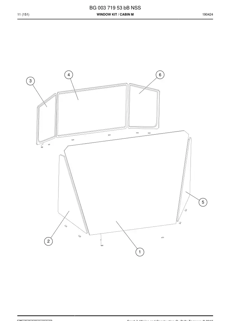 BG00371953b BG 003 719 53b Window Kit - Sandvik Technical Drawing