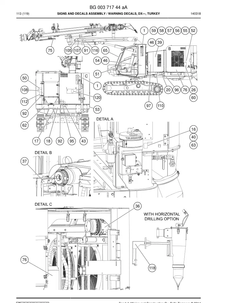BG00371965a BG 003 719 65a Sign - Sandvik Technical Drawing